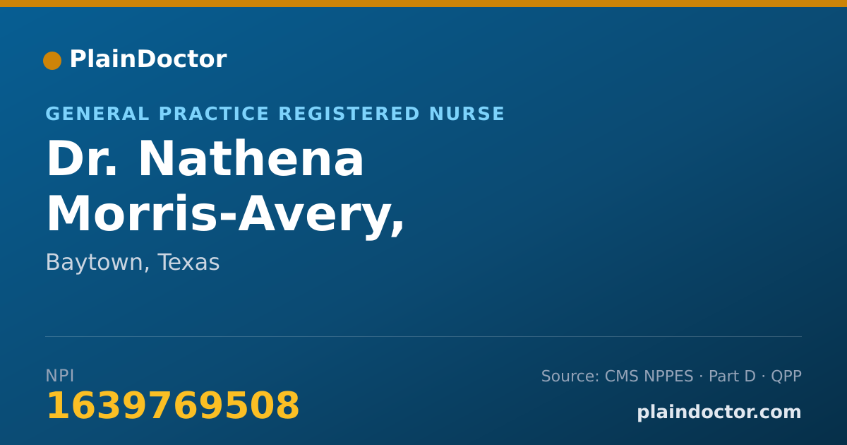 Shareable card for Nathena Morris-Avery, REGISTERED NURSE - General Practice Registered Nurse, Baytown, TX