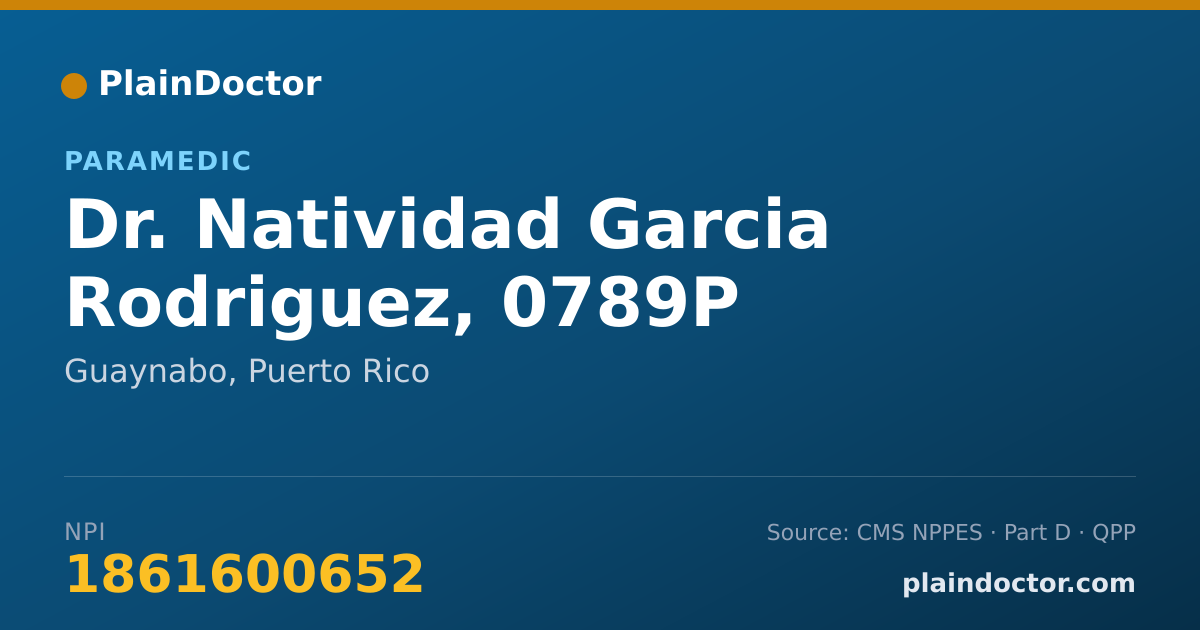 Shareable card for Natividad Garcia Rodriguez, 0789P - Paramedic, Guaynabo, PR