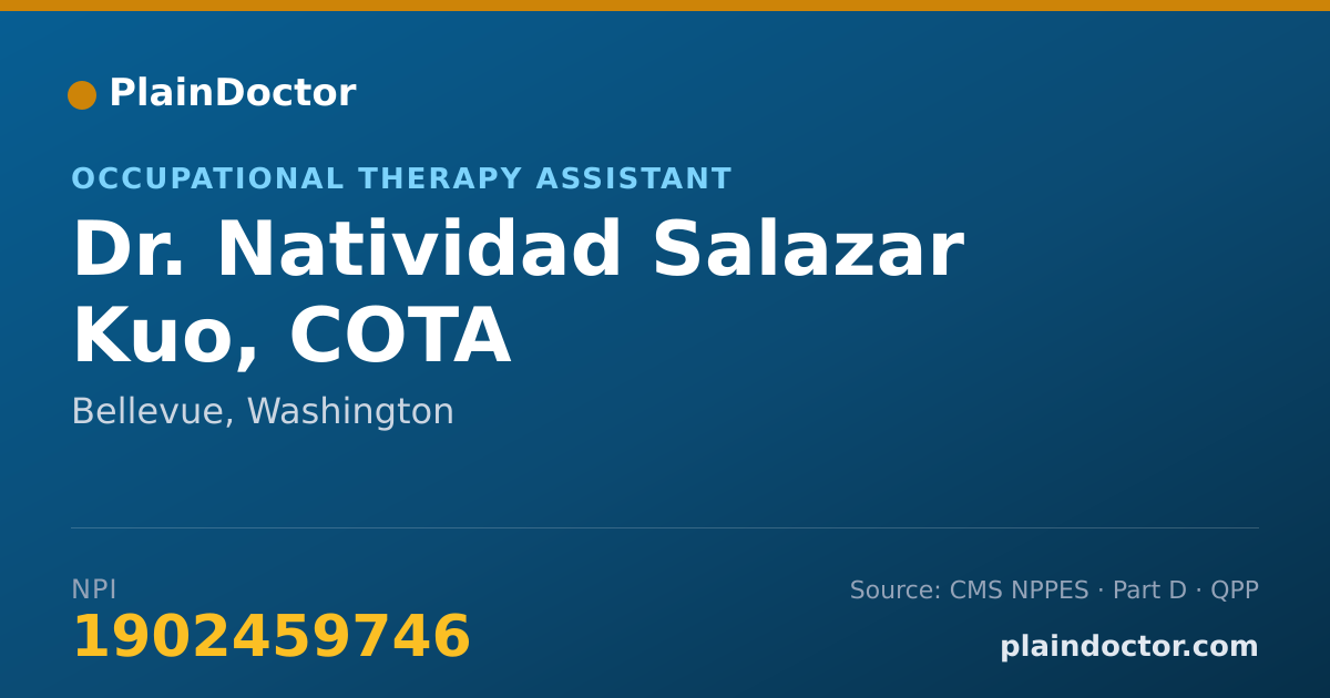Shareable card for Natividad Salazar Kuo, COTA - Occupational Therapy Assistant, Bellevue, WA