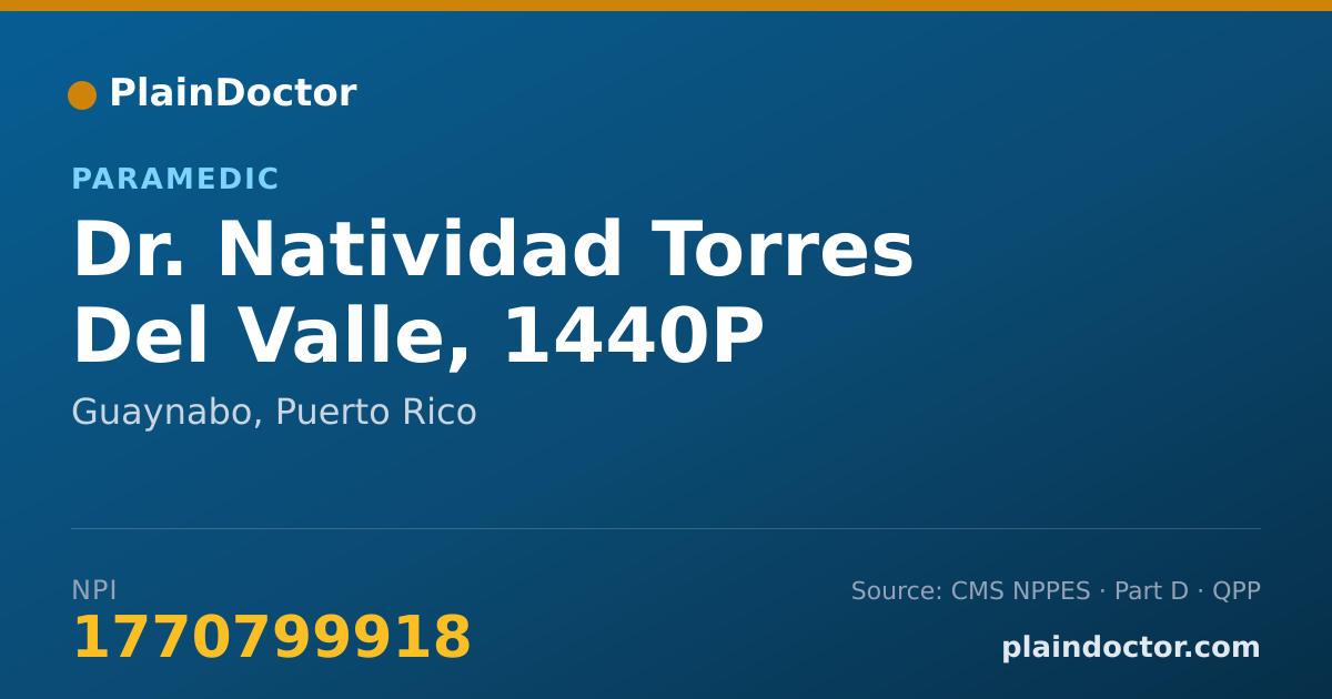 Shareable card for Natividad Torres Del Valle, 1440P - Paramedic, Guaynabo, PR