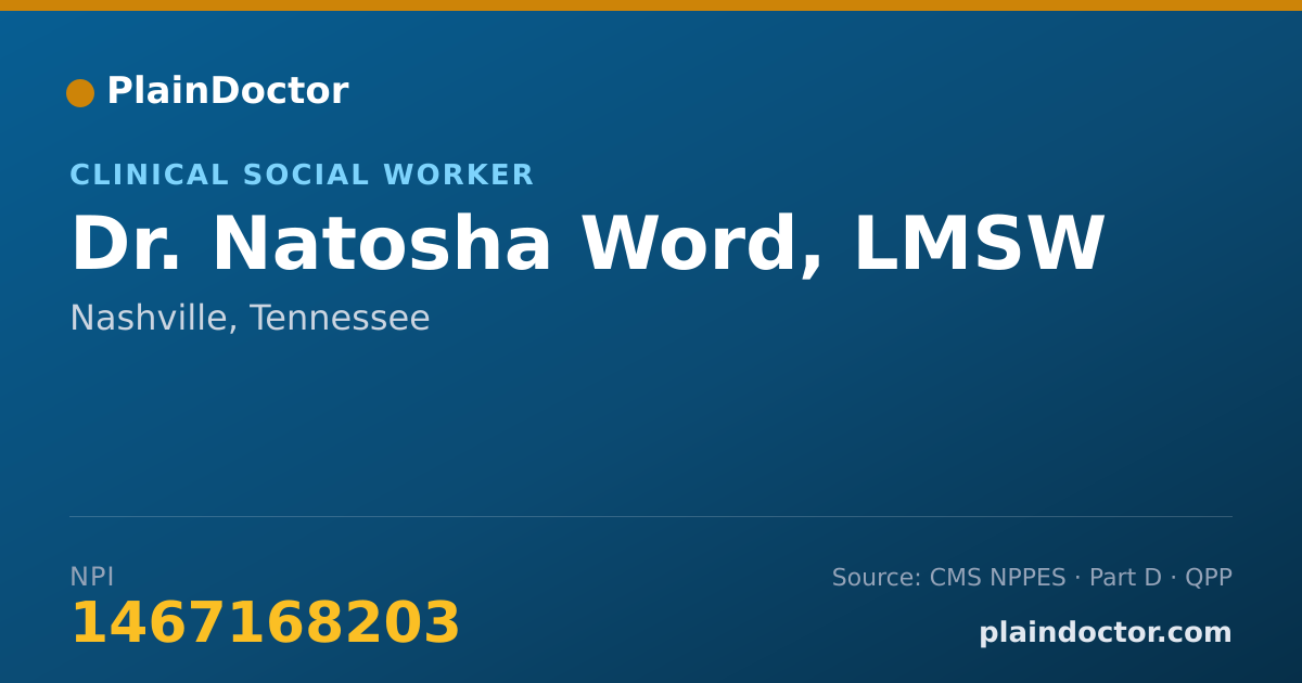 Shareable card for Natosha Word, LMSW - Clinical Social Worker, Nashville, TN