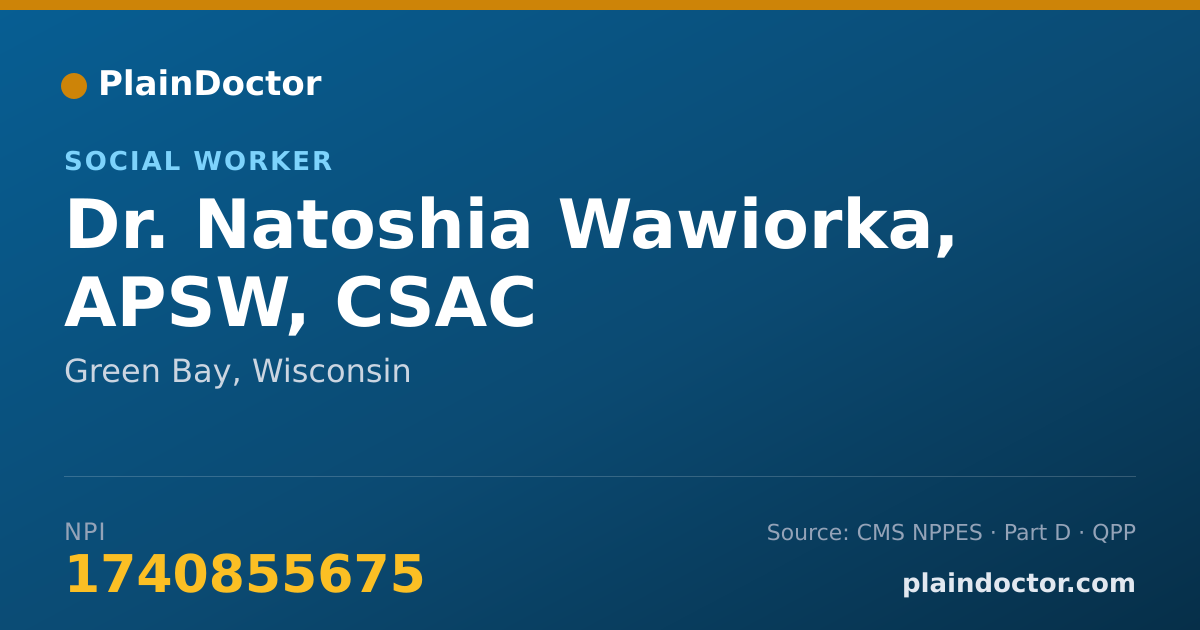 Shareable card for Natoshia Wawiorka, APSW, CSAC - Social Worker, Green Bay, WI