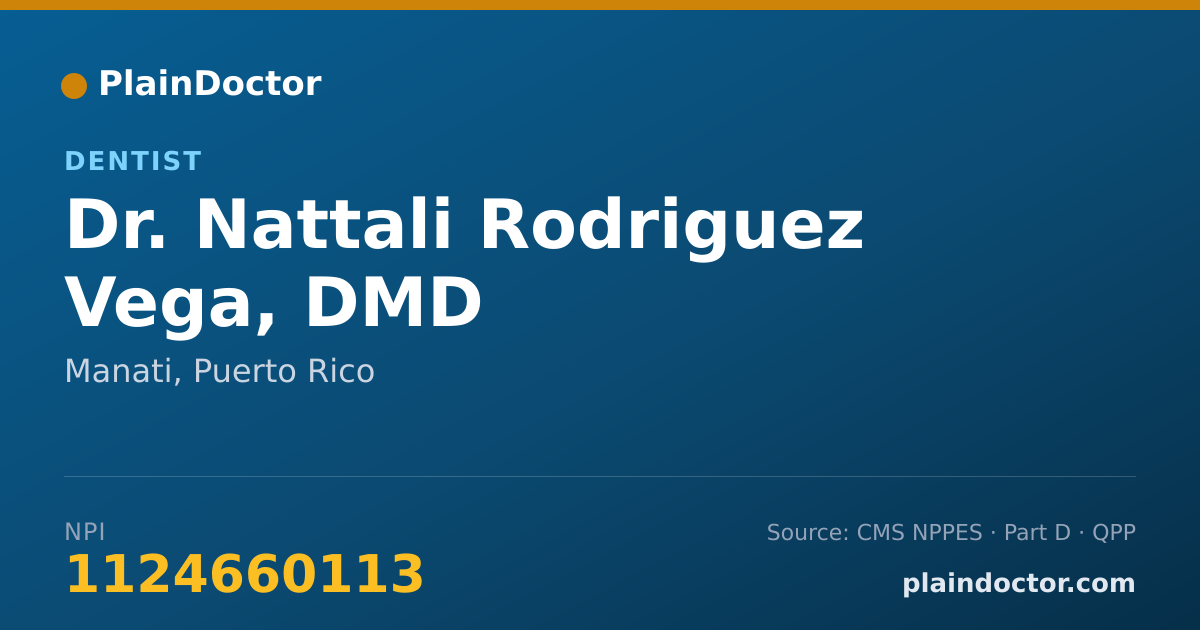 Shareable card for Nattali Rodriguez Vega, DMD - Dentist, Manati, PR