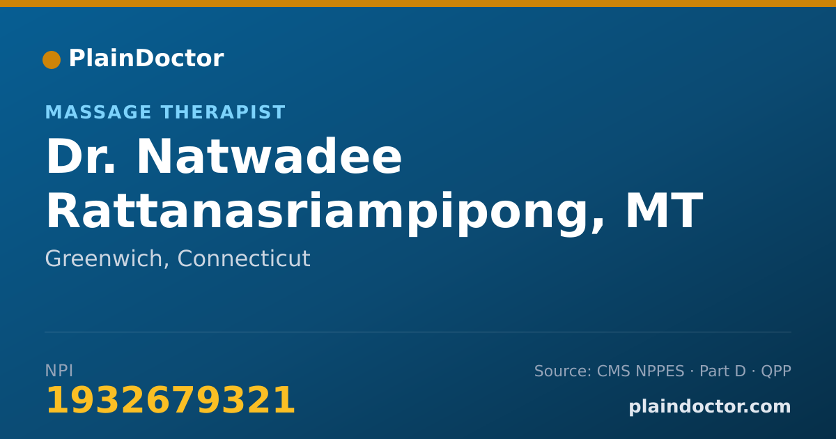 Shareable card for Natwadee Rattanasriampipong, MT - Massage Therapist, Greenwich, CT