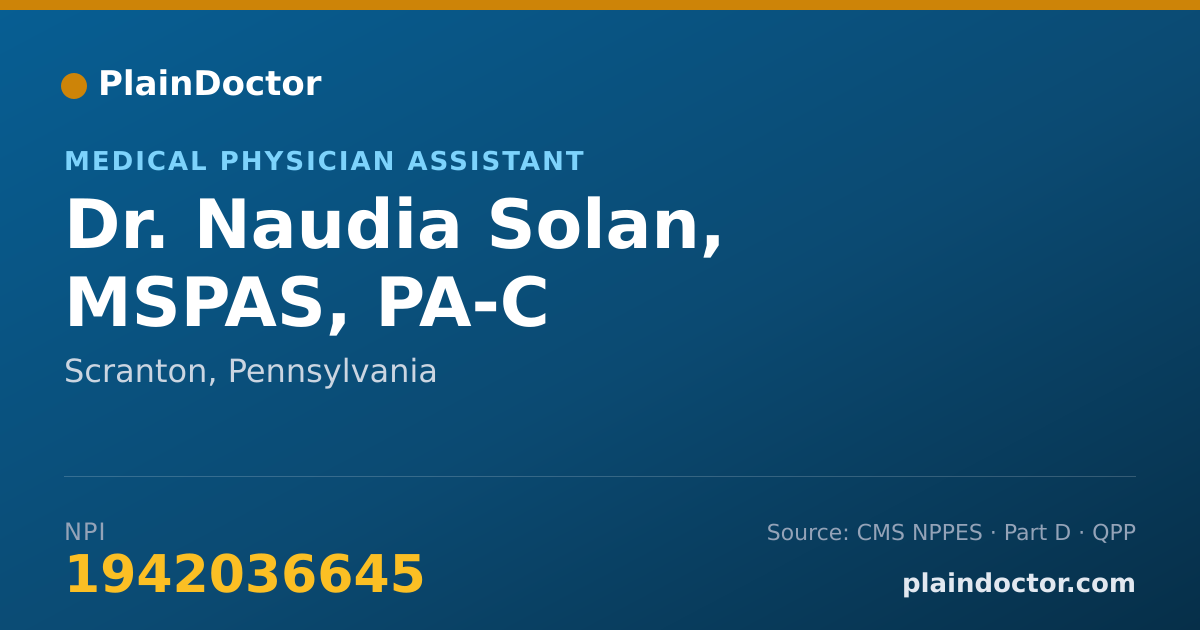 Shareable card for Naudia Solan, MSPAS, PA-C - Medical Physician Assistant, Scranton, PA