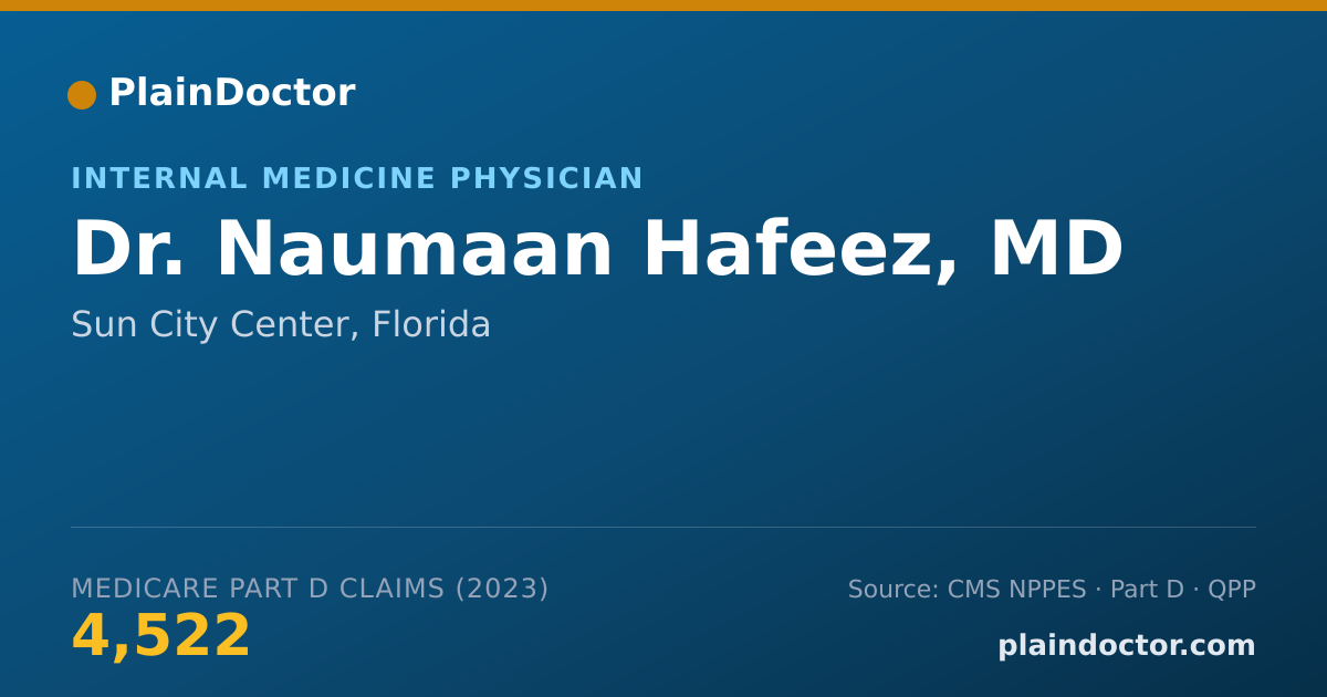 Shareable card for Naumaan Hafeez, MD - Internal Medicine Physician, Sun City Center, FL