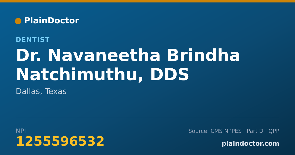 Shareable card for Navaneetha Brindha Natchimuthu, DDS - Dentist, Dallas, TX