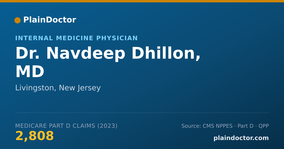 Shareable card for Navdeep Dhillon, MD - Internal Medicine Physician, Livingston, NJ