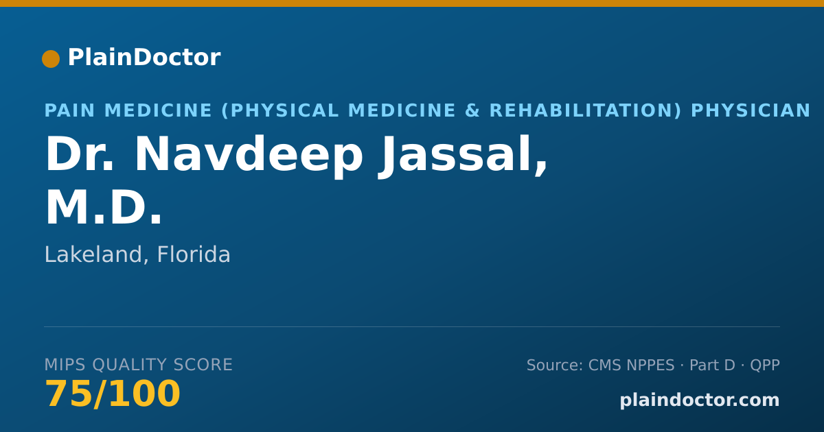 Shareable card for Navdeep Jassal, M.D. - Pain Medicine (Physical Medicine & Rehabilitation) Physician, Lakeland, FL