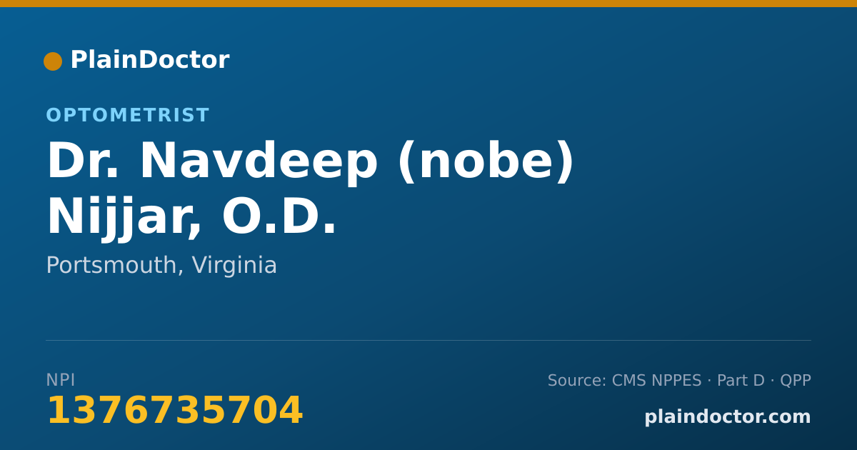 Shareable card for Navdeep (nobe) Nijjar, O.D. - Optometrist, Portsmouth, VA