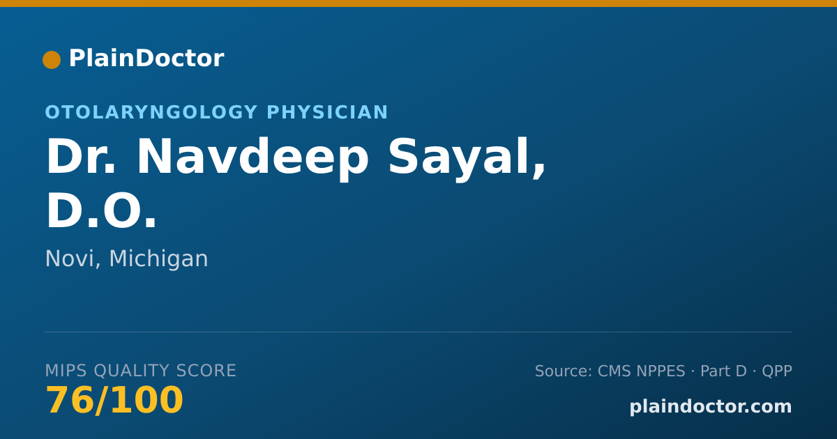 Shareable card for Navdeep Sayal, D.O. - Otolaryngology Physician, Novi, MI