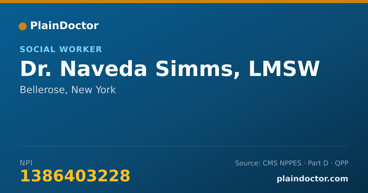 Shareable card for Naveda Simms, LMSW - Social Worker, Bellerose, NY