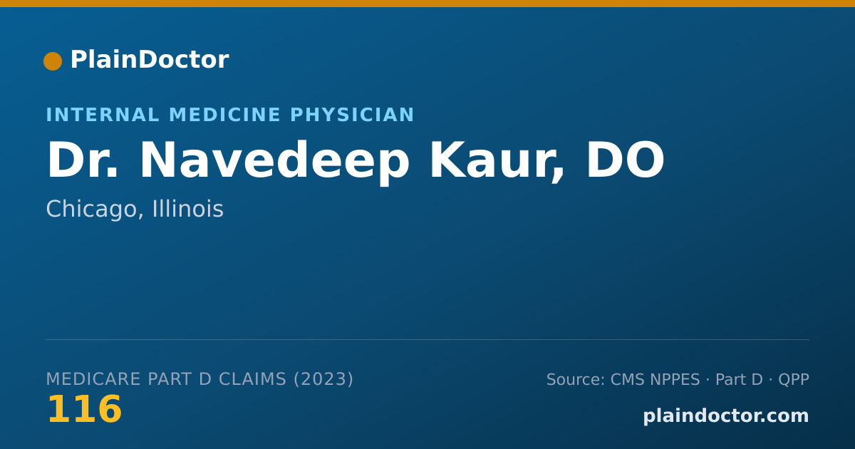 Shareable card for Navedeep Kaur, DO - Internal Medicine Physician, Chicago, IL