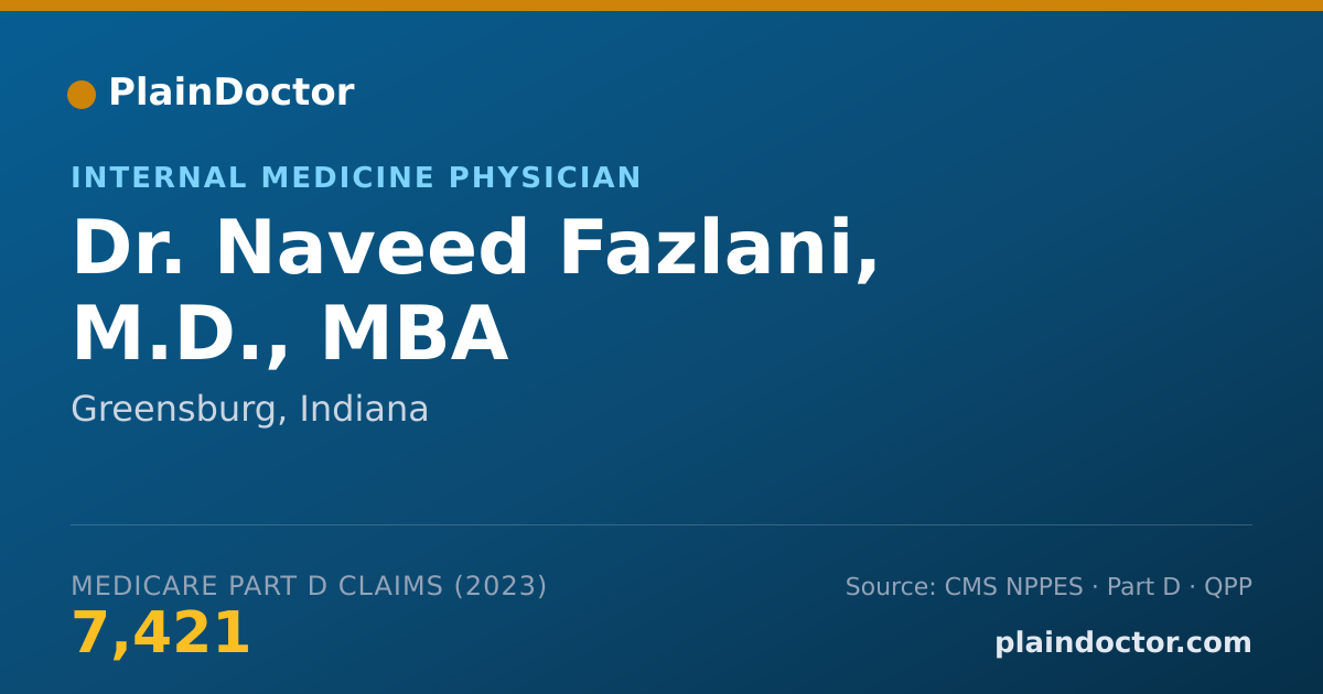 Shareable card for Naveed Fazlani, M.D., MBA - Internal Medicine Physician, Greensburg, IN