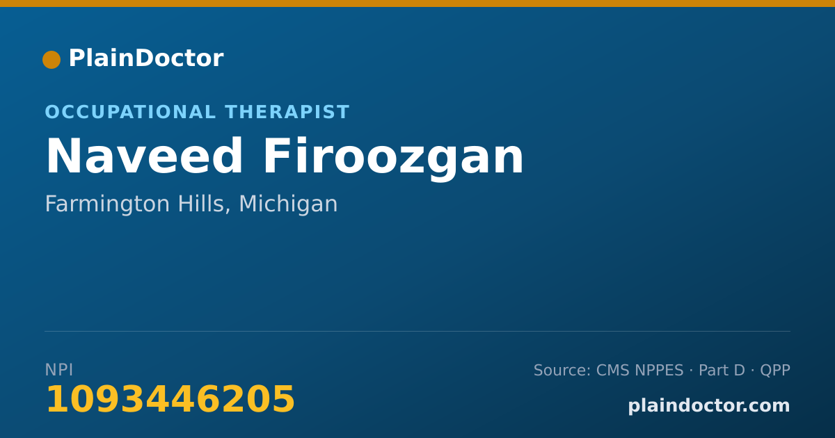 Shareable card for Naveed Firoozgan - Occupational Therapist, Farmington Hills, MI