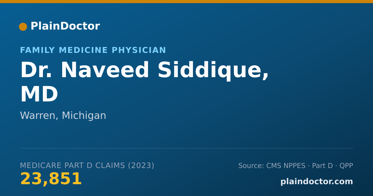 Shareable card for Naveed Siddique, MD - Family Medicine Physician, Warren, MI