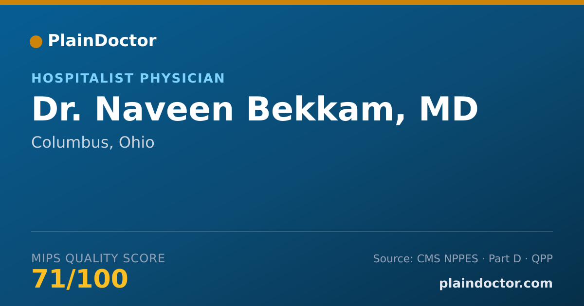 Shareable card for Naveen Bekkam, MD - Hospitalist Physician, Columbus, OH