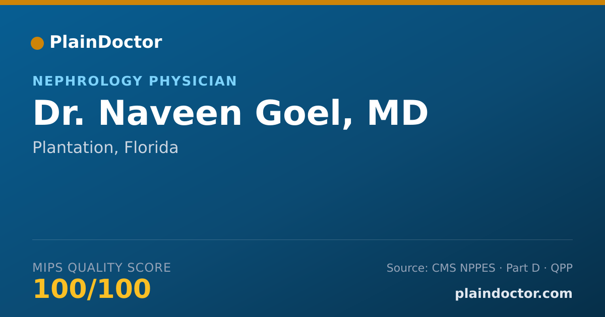 Shareable card for Naveen Goel, MD - Nephrology Physician, Plantation, FL