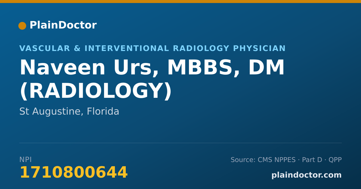 Shareable card for Naveen Urs, MBBS, DM (RADIOLOGY) - Vascular & Interventional Radiology Physician, St Augustine, FL