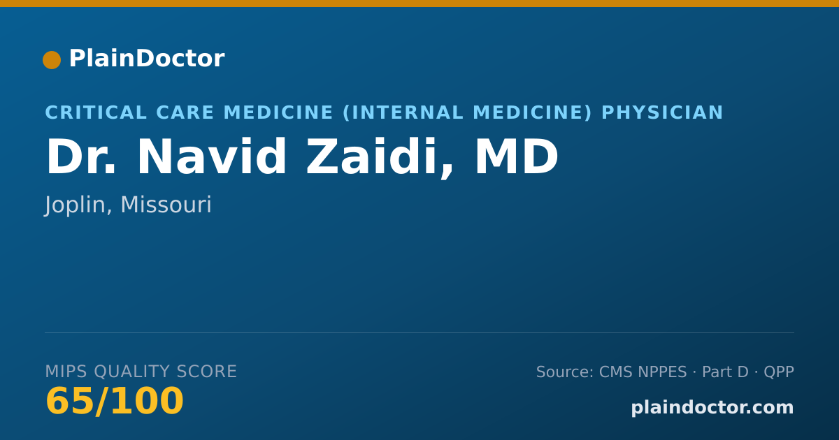Shareable card for Navid Zaidi, MD - Critical Care Medicine (Internal Medicine) Physician, Joplin, MO