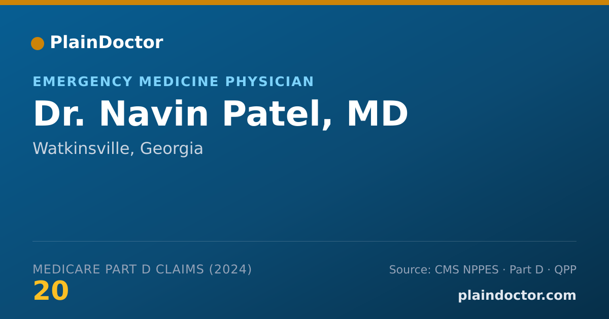 Shareable card for Navin Patel, MD - Emergency Medicine Physician, Watkinsville, GA
