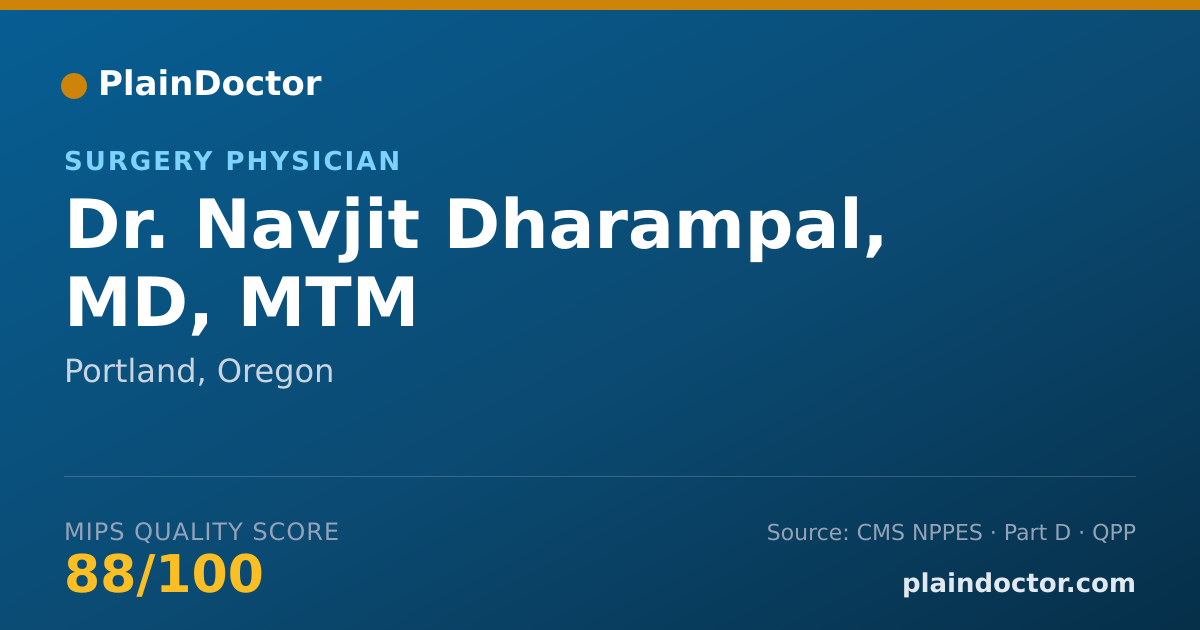 Shareable card for Navjit Dharampal, MD, MTM - Surgery Physician, Portland, OR