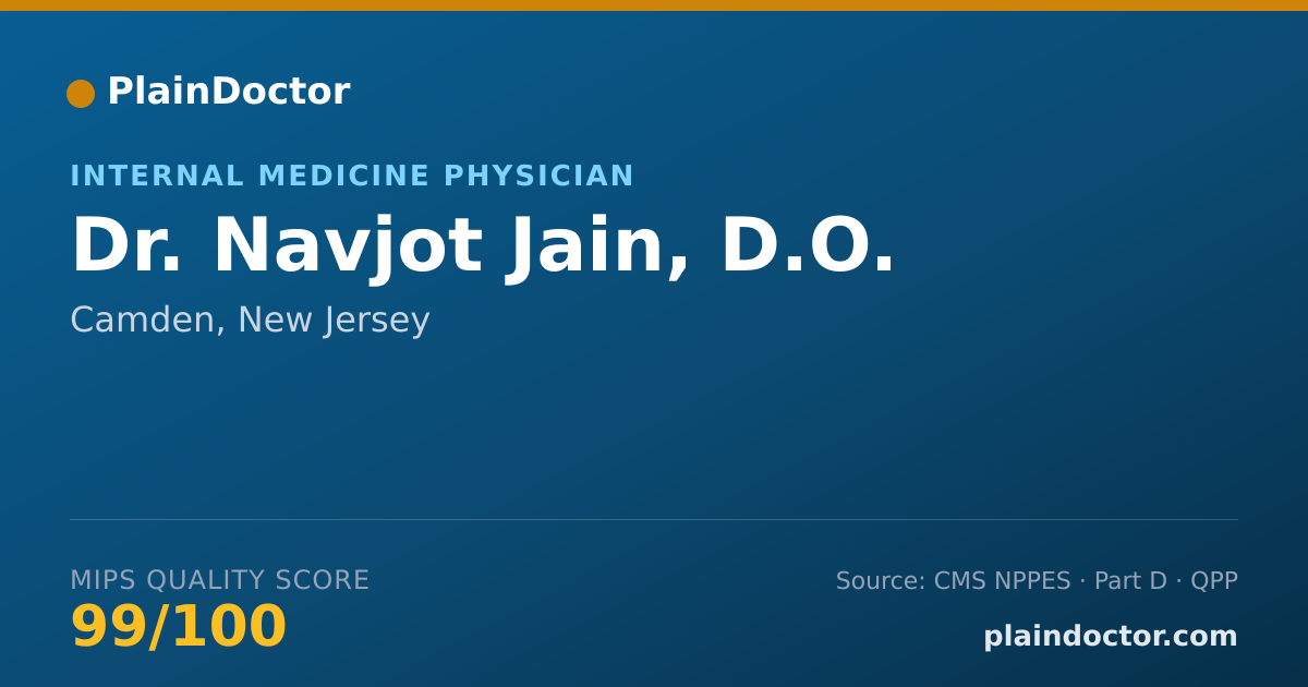 Shareable card for Navjot Jain, D.O. - Internal Medicine Physician, Camden, NJ