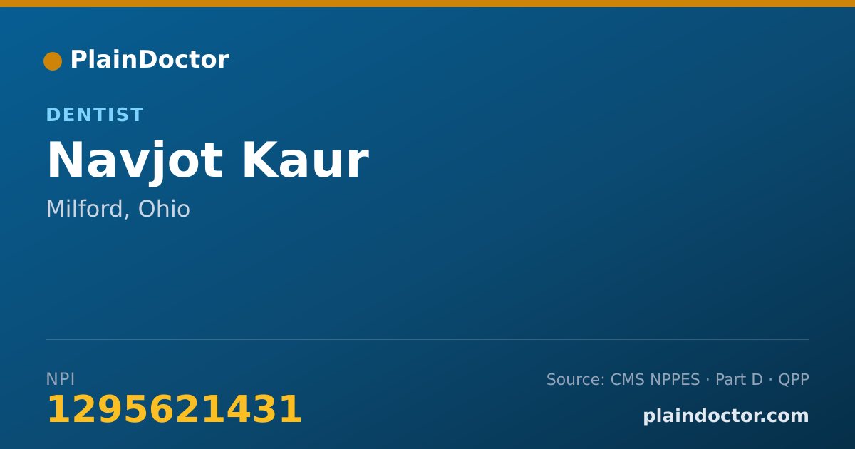 Shareable card for Navjot Kaur - Dentist, Milford, OH