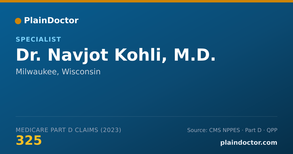 Shareable card for Navjot Kohli, M.D. - Specialist, Milwaukee, WI
