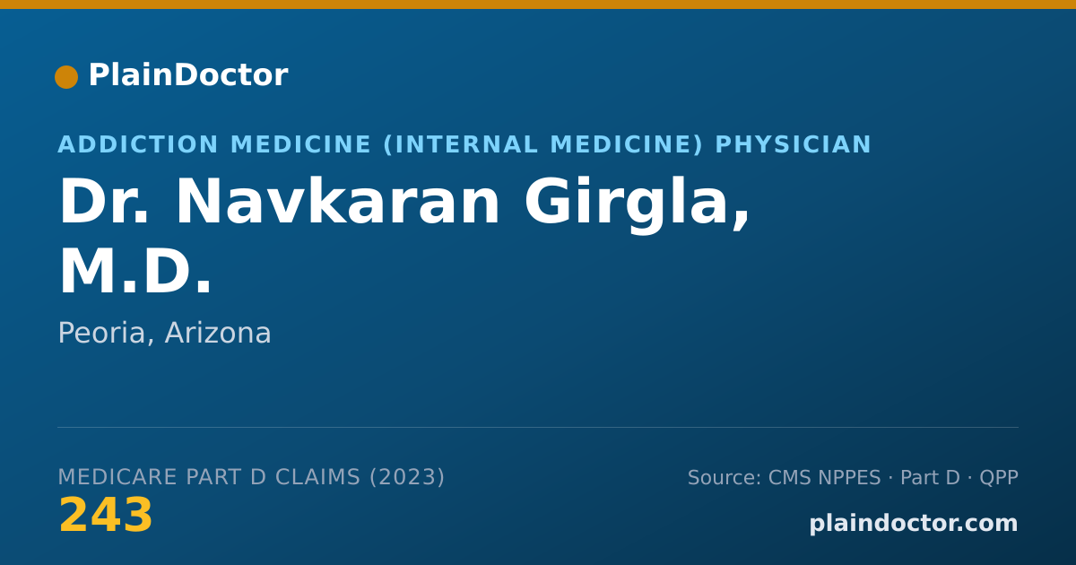 Shareable card for Navkaran Girgla, M.D. - Addiction Medicine (Internal Medicine) Physician, Peoria, AZ