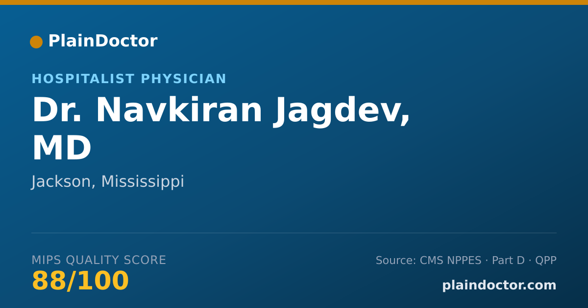 Shareable card for Navkiran Jagdev, MD - Hospitalist Physician, Jackson, MS