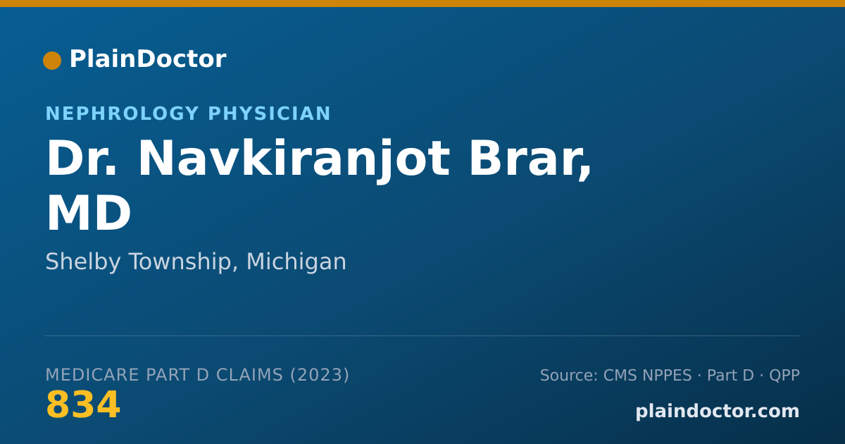 Shareable card for Navkiranjot Brar, MD - Nephrology Physician, Shelby Township, MI
