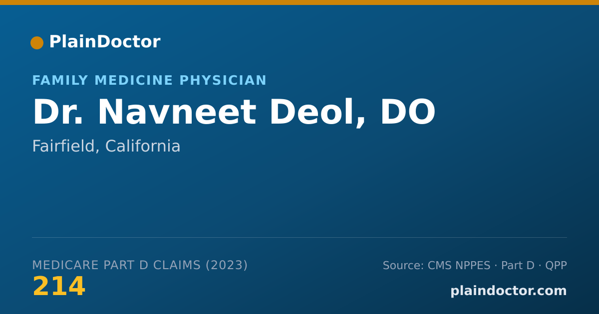 Shareable card for Navneet Deol, DO - Family Medicine Physician, Fairfield, CA