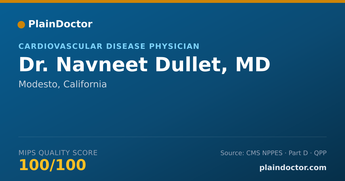 Shareable card for Navneet Dullet, MD - Cardiovascular Disease Physician, Modesto, CA