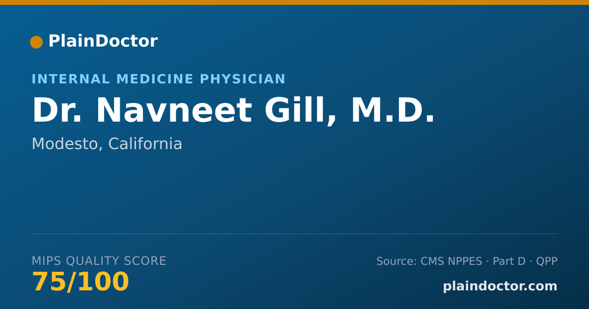 Shareable card for Navneet Gill, M.D. - Internal Medicine Physician, Modesto, CA