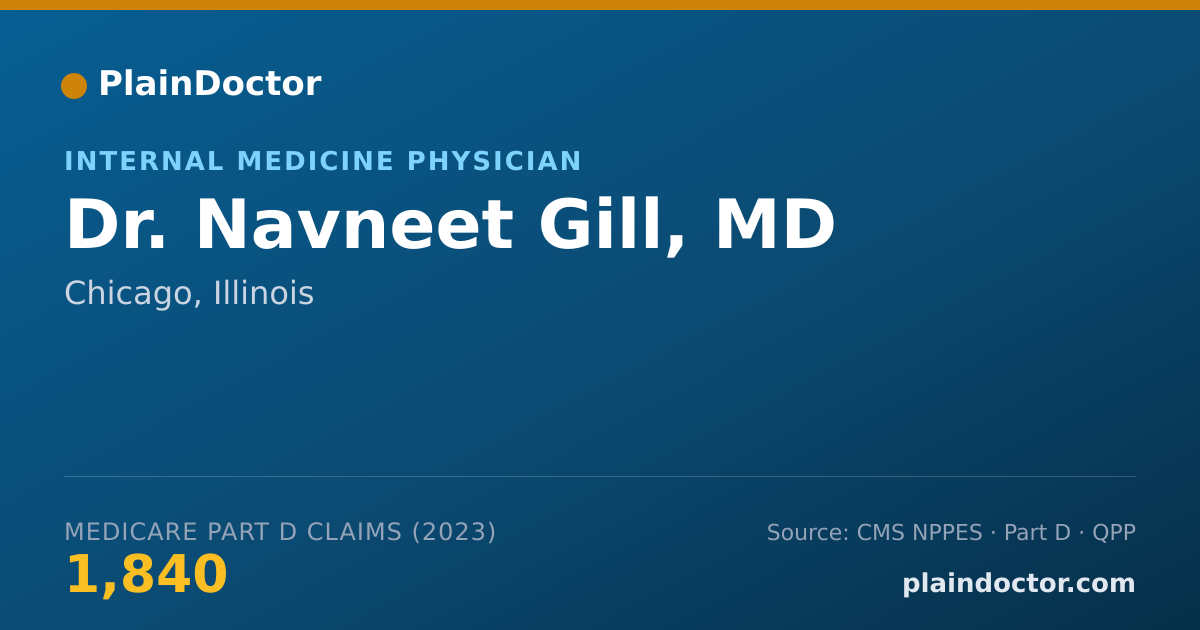 Shareable card for Navneet Gill, MD - Internal Medicine Physician, Chicago, IL