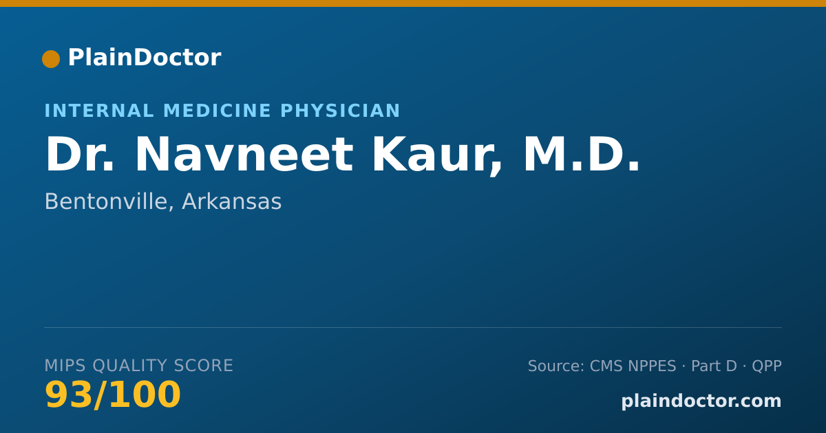 Shareable card for Navneet Kaur, M.D. - Internal Medicine Physician, Bentonville, AR