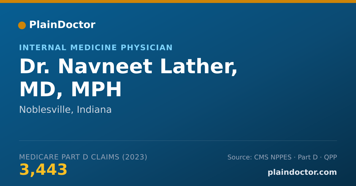 Shareable card for Navneet Lather, MD, MPH - Internal Medicine Physician, Noblesville, IN