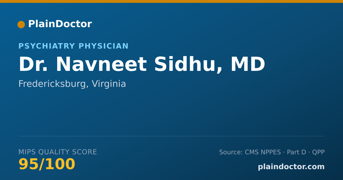 Shareable card for Navneet Sidhu, MD - Psychiatry Physician, Fredericksburg, VA