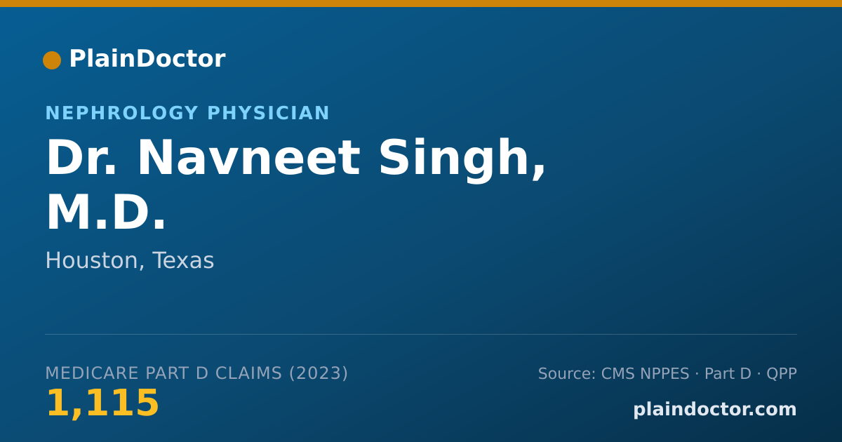 Shareable card for Navneet Singh, M.D. - Nephrology Physician, Houston, TX