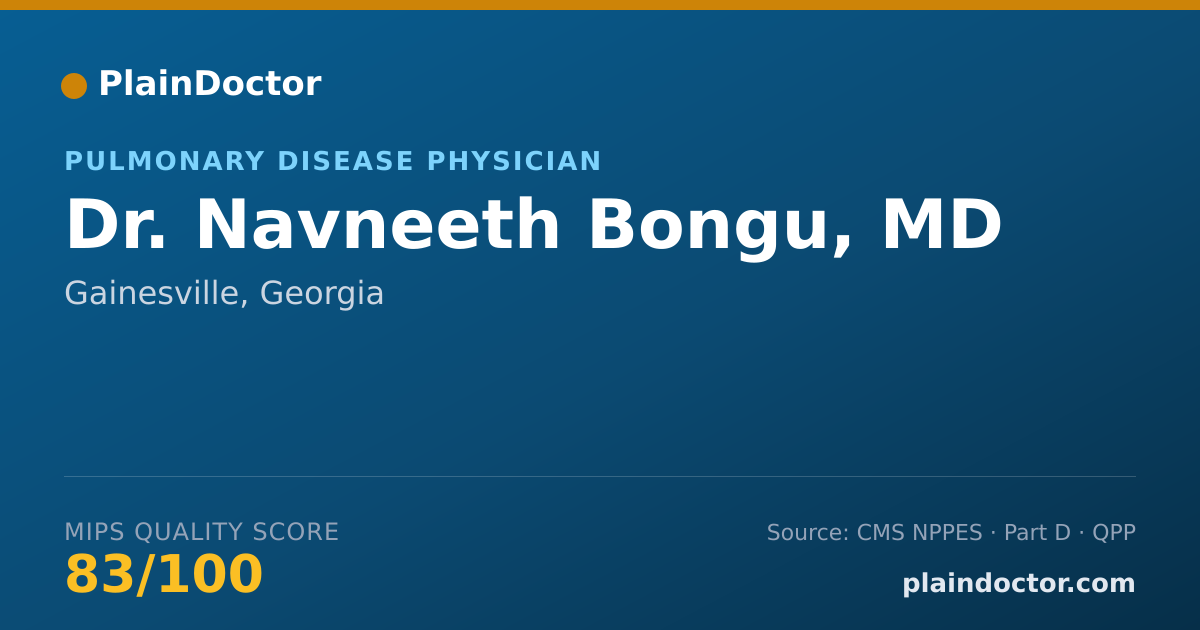 Shareable card for Navneeth Bongu, MD - Pulmonary Disease Physician, Gainesville, GA