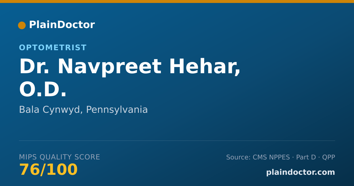 Shareable card for Navpreet Hehar, O.D. - Optometrist, Bala Cynwyd, PA