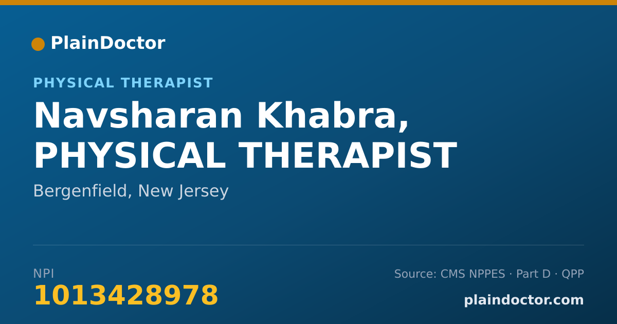 Shareable card for Navsharan Khabra, PHYSICAL THERAPIST - Physical Therapist, Bergenfield, NJ