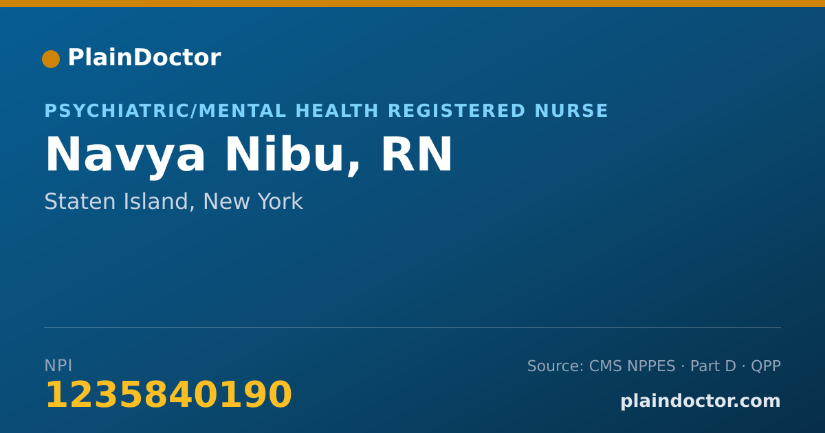 Shareable card for Navya Nibu, RN - Psychiatric/Mental Health Registered Nurse, Staten Island, NY
