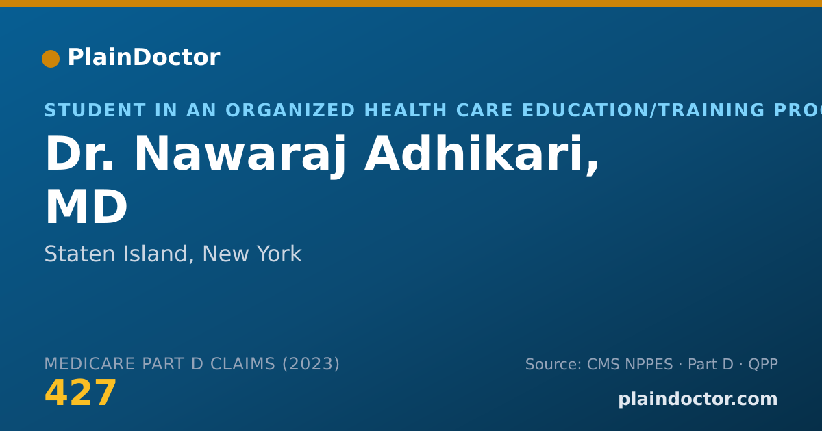 Shareable card for Nawaraj Adhikari, MD - Student in an Organized Health Care Education/Training Program, Staten Island, NY