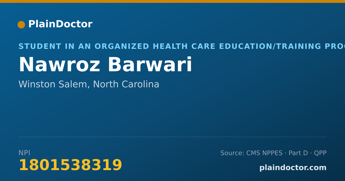 Shareable card for Nawroz Barwari - Student in an Organized Health Care Education/Training Program, Winston Salem, NC