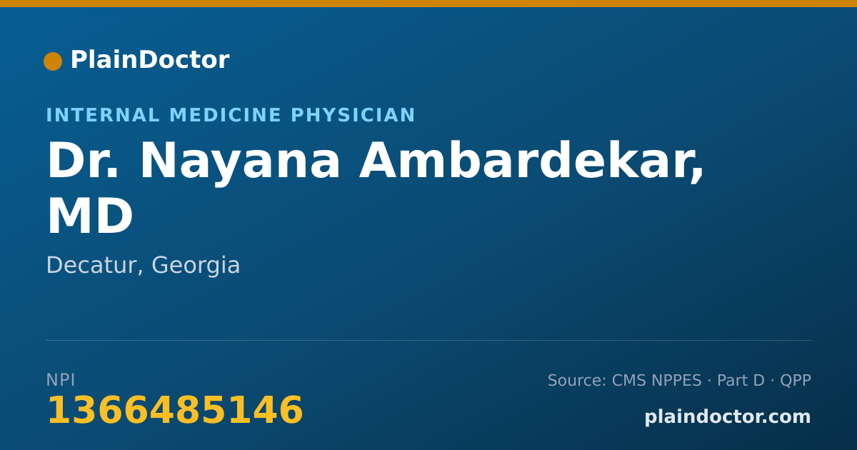 Shareable card for Nayana Ambardekar, MD - Internal Medicine Physician, Decatur, GA