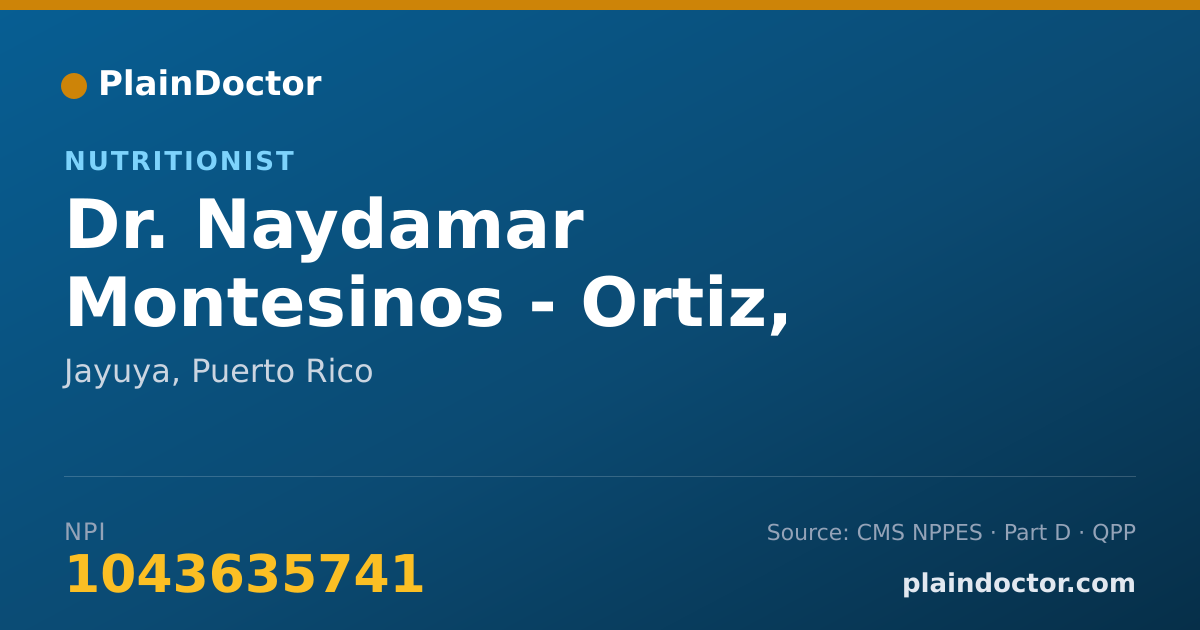 Shareable card for Naydamar Montesinos - Ortiz, LND - Nutritionist, Jayuya, PR
