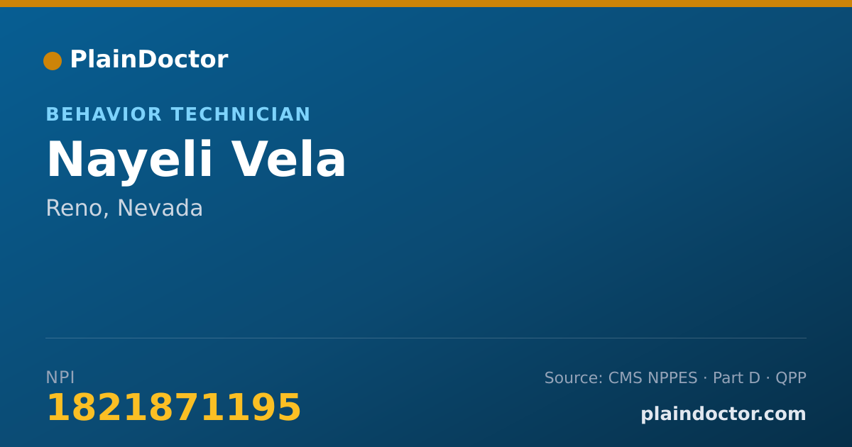 Shareable card for Nayeli Vela - Behavior Technician, Reno, NV