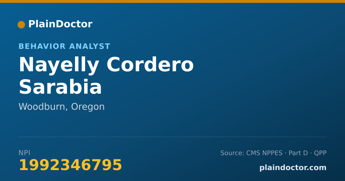 Shareable card for Nayelly Cordero Sarabia - Behavior Analyst, Woodburn, OR
